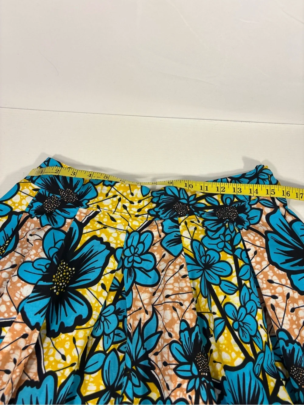 Francis + Benedict African Wax Print Floral Cotton Midi Skirt Pockets Size Med
